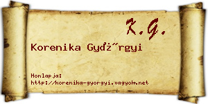 Korenika Györgyi névjegykártya