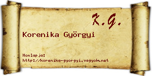 Korenika Györgyi névjegykártya